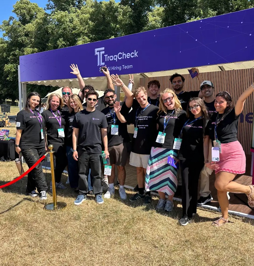 The TraqCheck team at an outdoor event